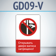 Знак «Открывать двери вагона запрещено!», GD09-V (односторонний вертикальный, 450х700 мм, металл, с отбортовкой и Z-креплением)